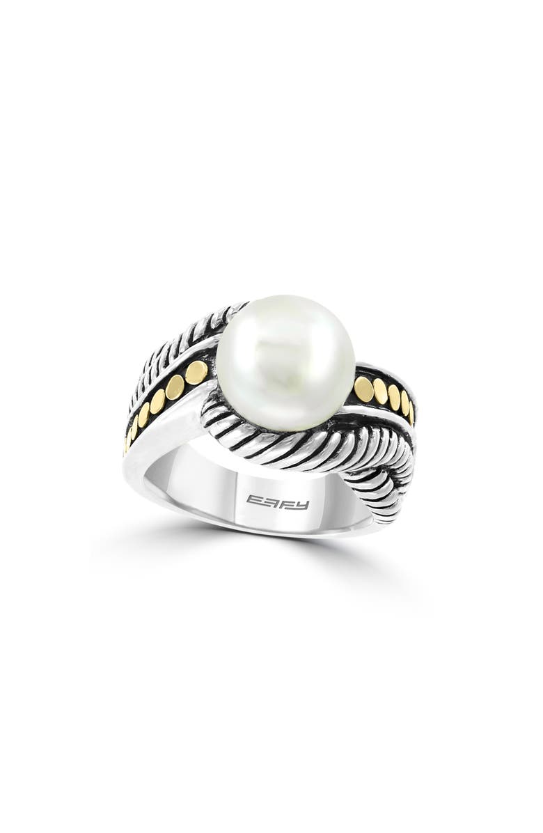 EFFY Sterling Silver & 18K Gold Freshwater Pearl Ring, Main, color, 
