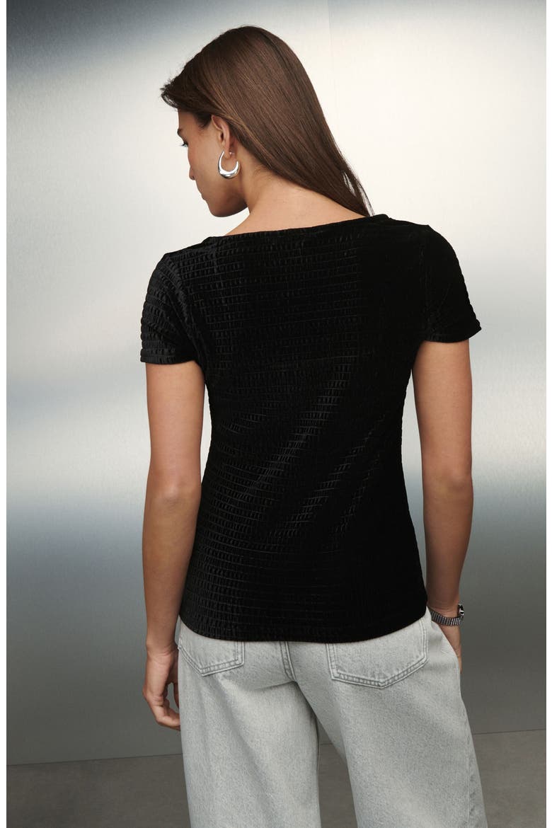 Shirred Velvet Shirt, Alternate, color, BLACK