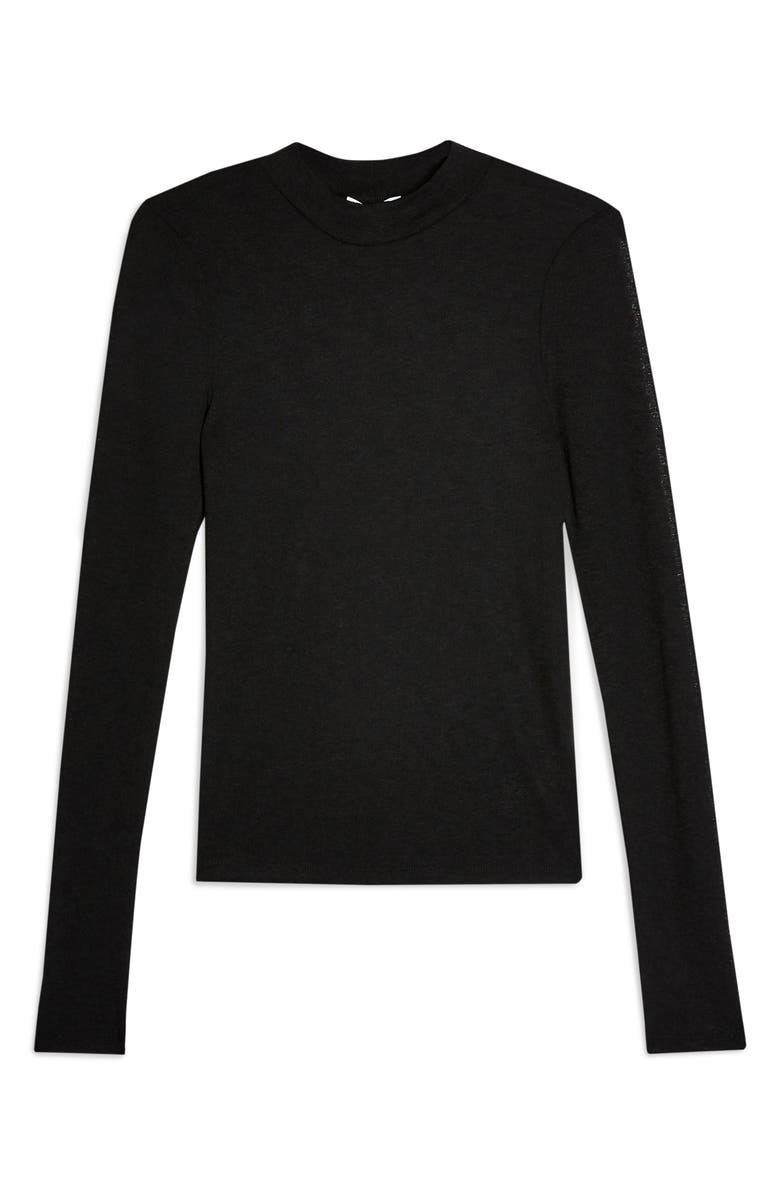 Topshop Mesh Funnel Neck Top, Alternate, color, 