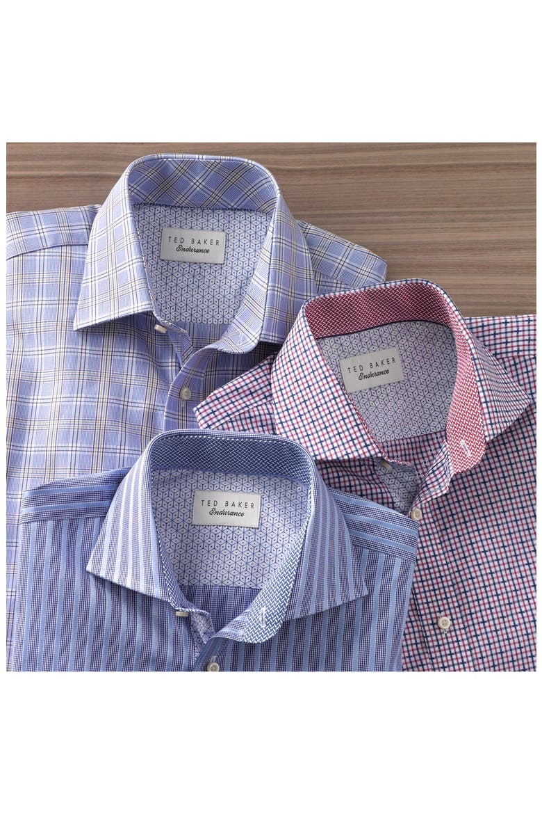 'Maccy' Trim Fit Stripe Dress Shirt, Alternate, color, RED