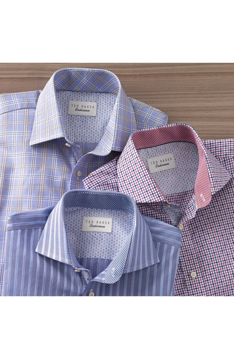 Ted Baker London 'Maccy' Trim Fit Stripe Dress Shirt, Alternate, color, Red