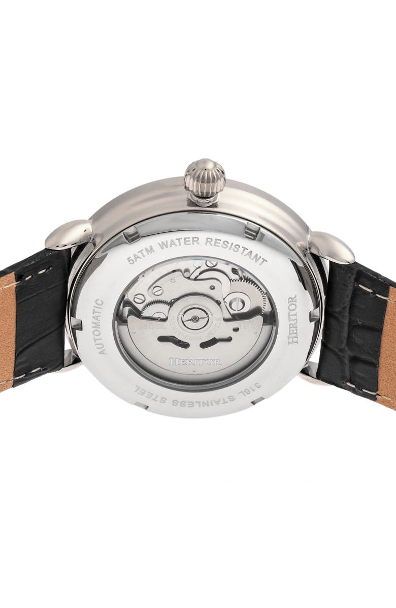 Heritor Automatic Mattias Leather-Band Watch w/Date, Alternate, color,