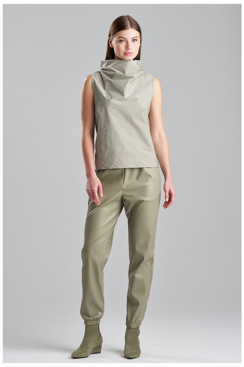 Tech Cotton Taffeta Funnel Neck Top, Main, color, PASTEL GREEN