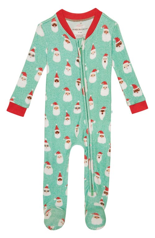 Posh Peanut Santa Medley Pacci Fitted Footie Pajamas in Green 