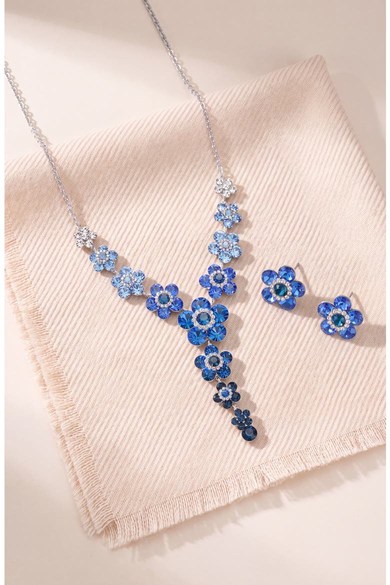 Crystal Daisy Necklace and Earring Set, Alternate, color, Sapphire Blue