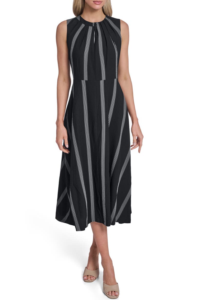 Stripe Midi Dress, Main, color, BLACK/ WHITE