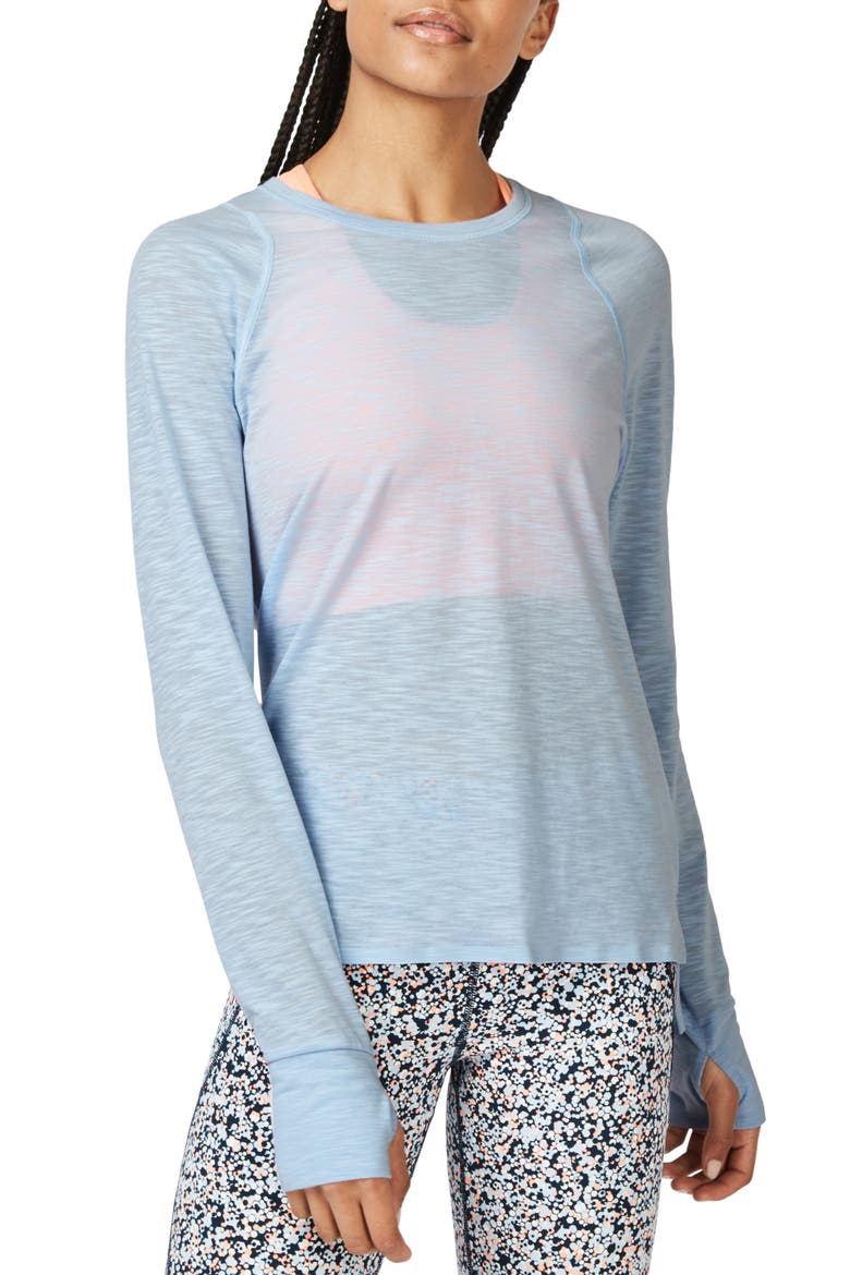 Breeze Long Sleeve Run Tee, Main, color, INFINITY BLUE