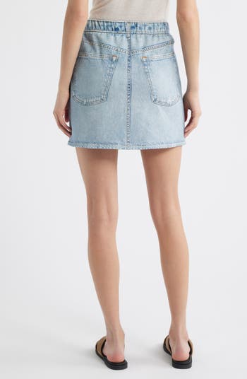 Miramar Pull-On Trompe l'Oeil Faux Denim Cotton Terry Miniskirt