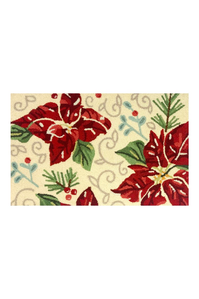 Poinsettia Doormat, Main, color, WHITE RED GREEN