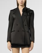 PHILIPP PLEIN Double-Breasted Satin Blazer Roses Women