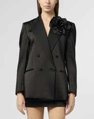 PHILIPP PLEIN Double-Breasted Satin Blazer Roses Women