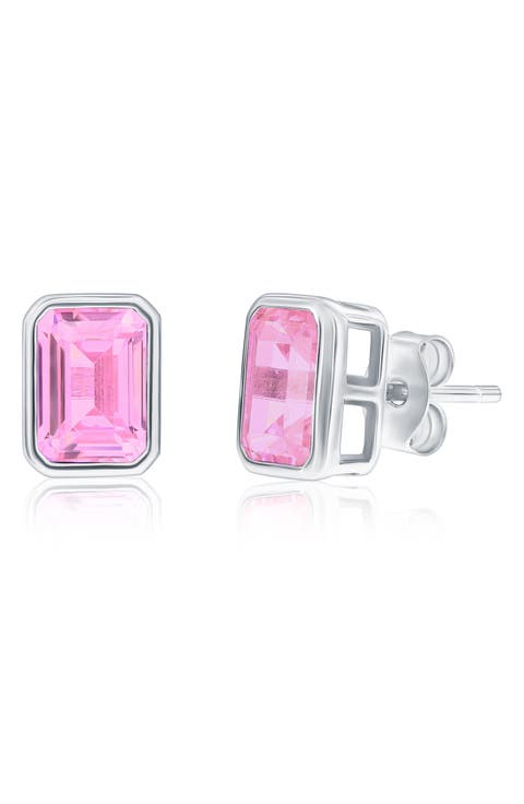Birthstone Cubic Zirconia Stud Earrings