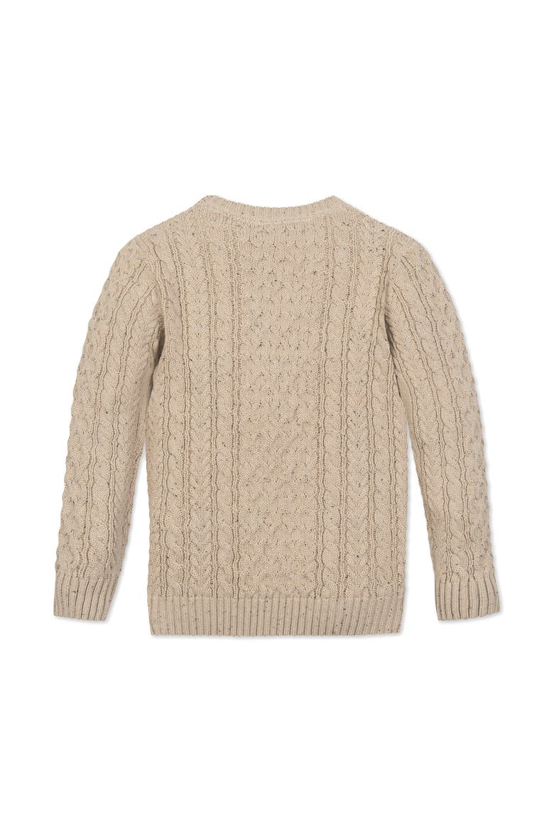 Kids' Organic Long Sleeve Fisherman Cable Pullover Sweater, Alternate, color, Natural Fleck