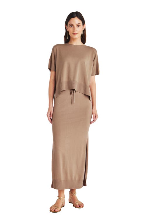 Splendid Veronica Drawstring Midi Sweater Skirt In Brown