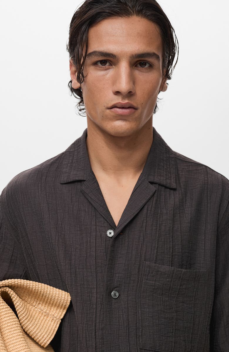 MANGO Creased Effect Camp Shirt, Alternate, color,