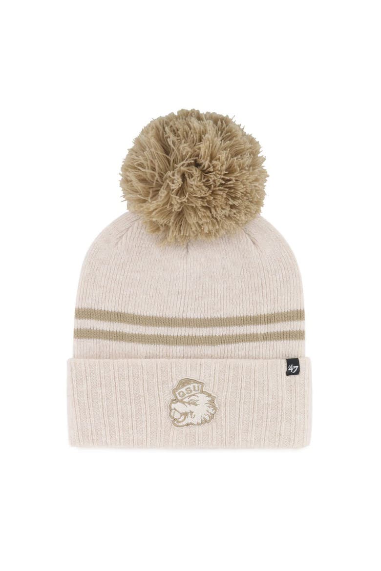 Women's '47  Natural Oregon State Beavers Core & Inline Latte Cuffed Knit Hat with Pom, Main, color, Natural