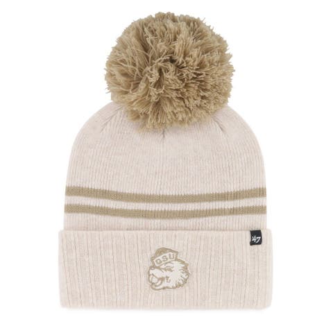 Women's '47  Natural Oregon State Beavers Core & Inline Latte Cuffed Knit Hat with Pom