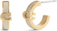 COACH Signature C Enamel Huggie Hoop Earrings