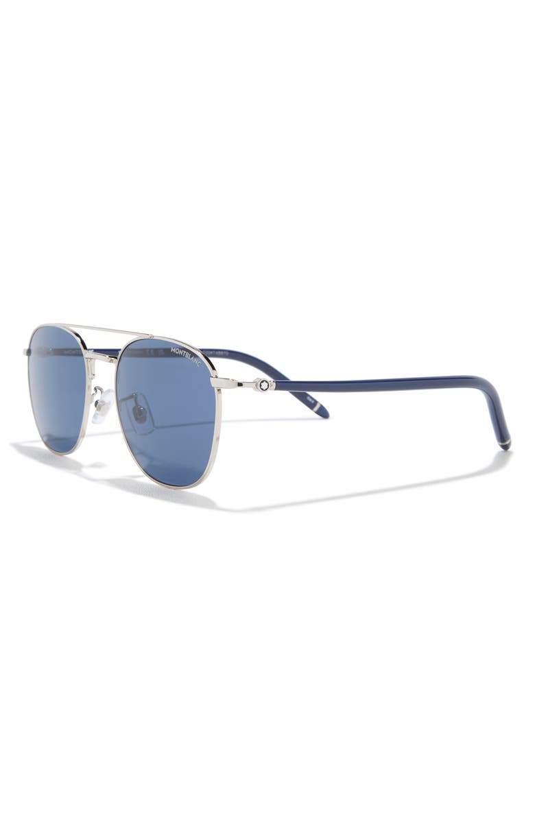 Montblanc 54mm Round Sunglasses, Alternate, color, Silver Blue Blue