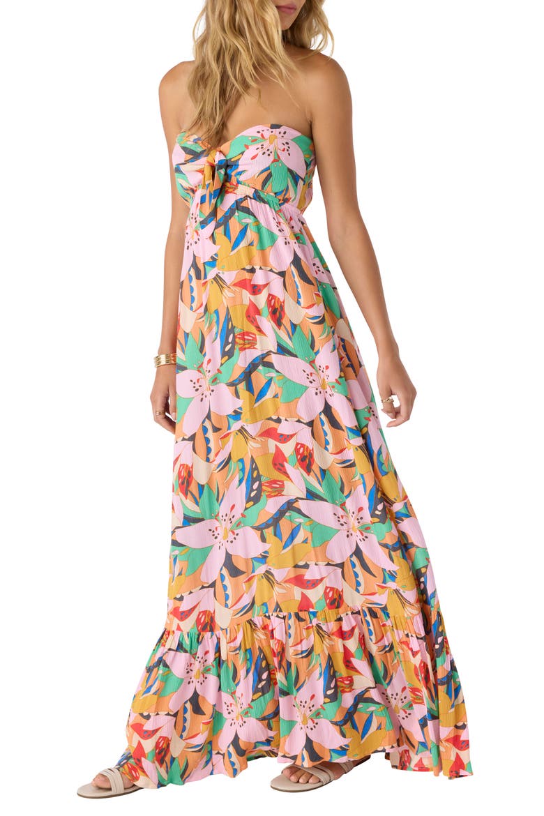 Isadora Floral Strapless Maxi Dress, Alternate, color, MULTI COLORED