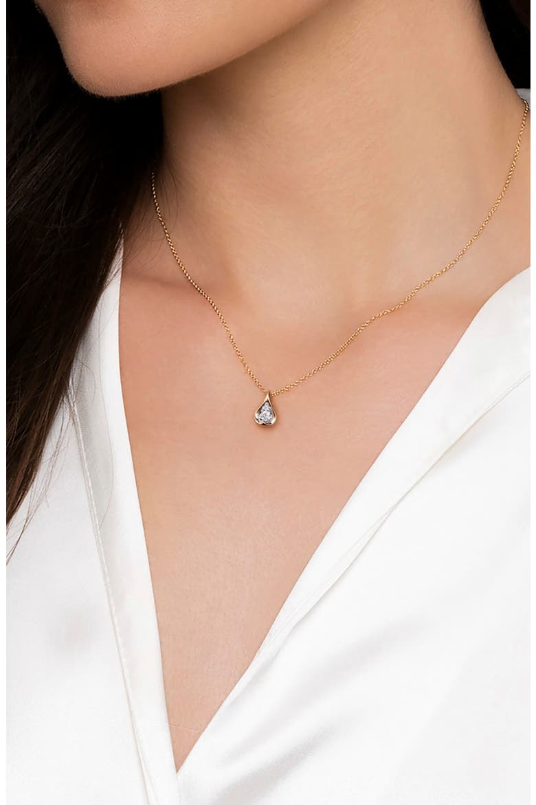14k Gold Diamond Teardrop Pendant Necklace, Alternate, color, 14K YELLOW/ WHITE GOLD