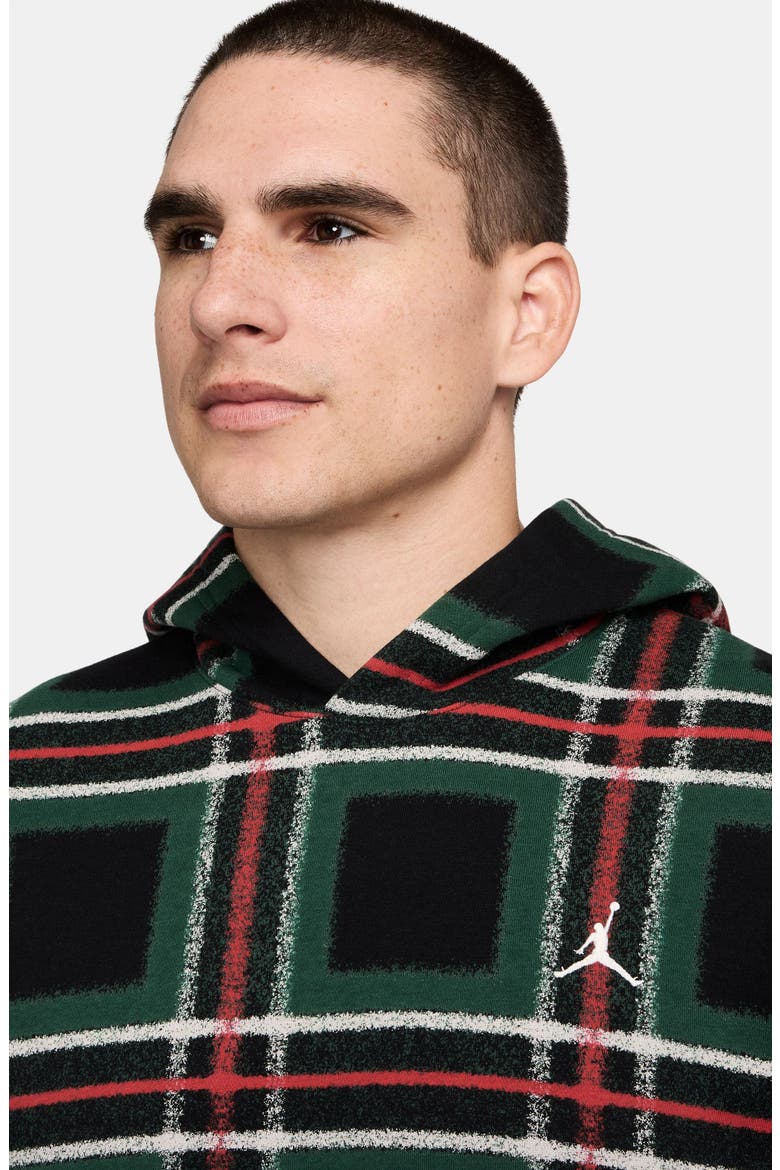 Essentials Holiday Plaid Hoodie, Alternate, color, BLACK/ SAIL
