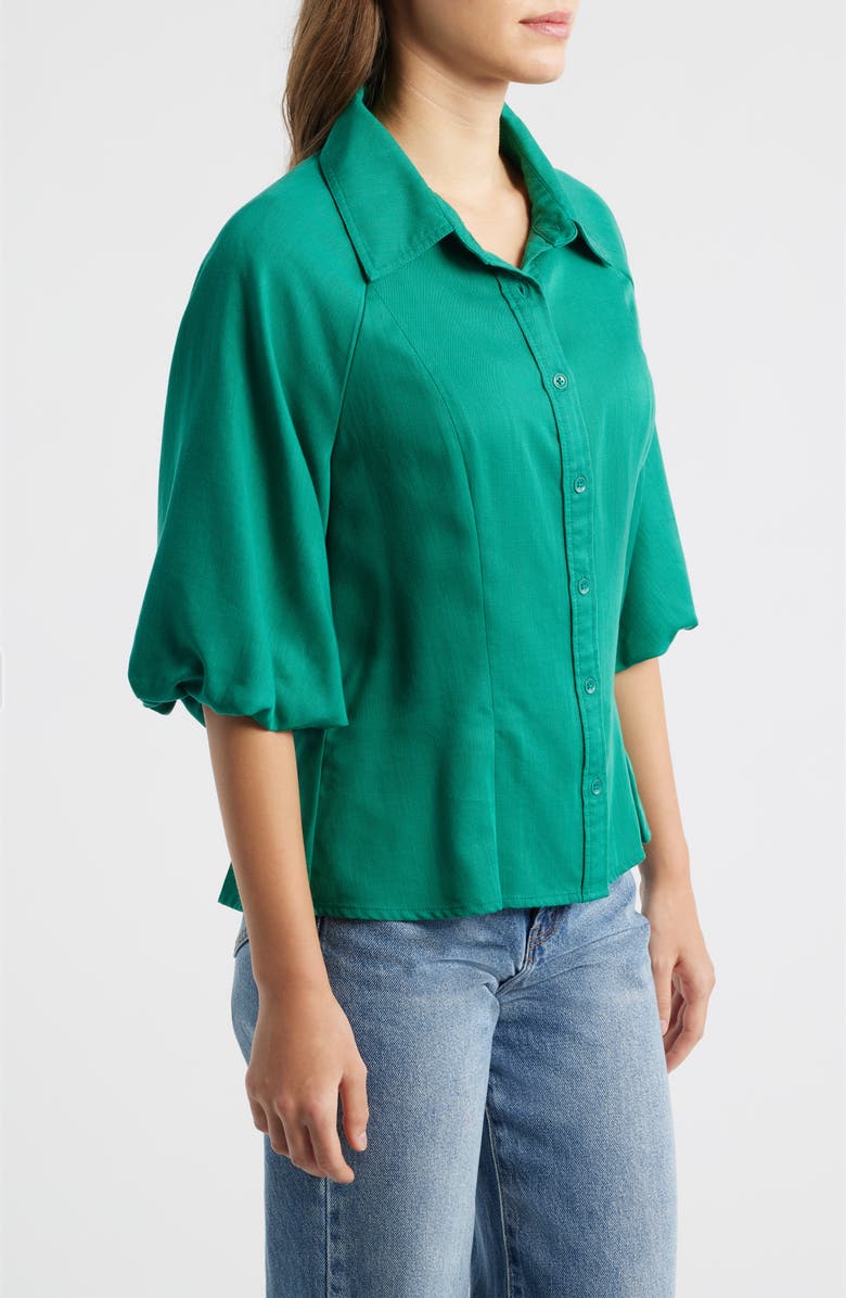 Wit & Wisdom Bubble Sleeve Shirt, Alternate, color, Lake Green