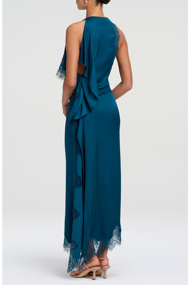 Miriam Lace Trim Asymmetrical Midi Dress, Alternate, color, LIGHT TEAL/ LIGHT TEAL