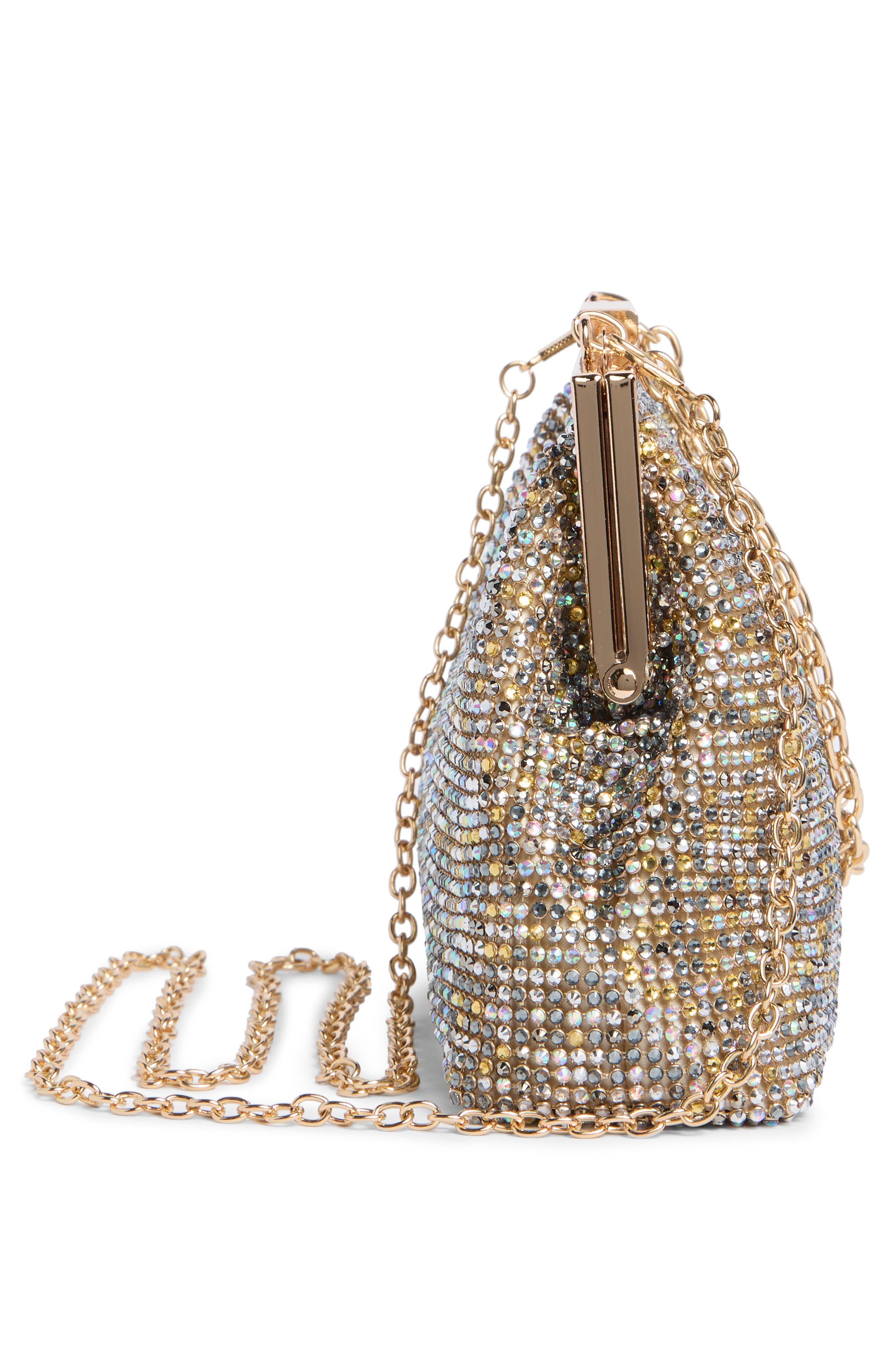 Jessica McClintock Sierra Rhinestone Embellished Chain Clutch, Alternate, color, Light Multi Metallic