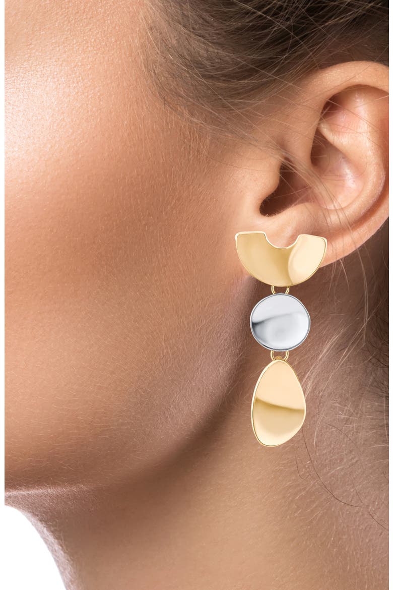 Geometric Modern Two-Tone Drop Earrings (Nordstrom Exclusive), Alternate, color, GOLD/ SILVER