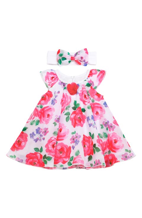 Floral Chiffon Dress & Headband Set (Baby)