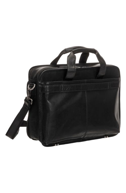 Mancini Double Compartment Leather Briefcase In Black