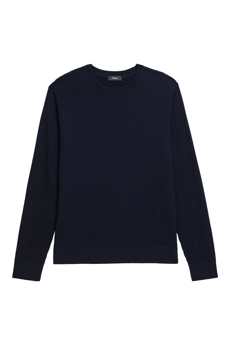 Riland Cable Stitch Cotton Crewneck Sweater, Alternate, color, BALTIC