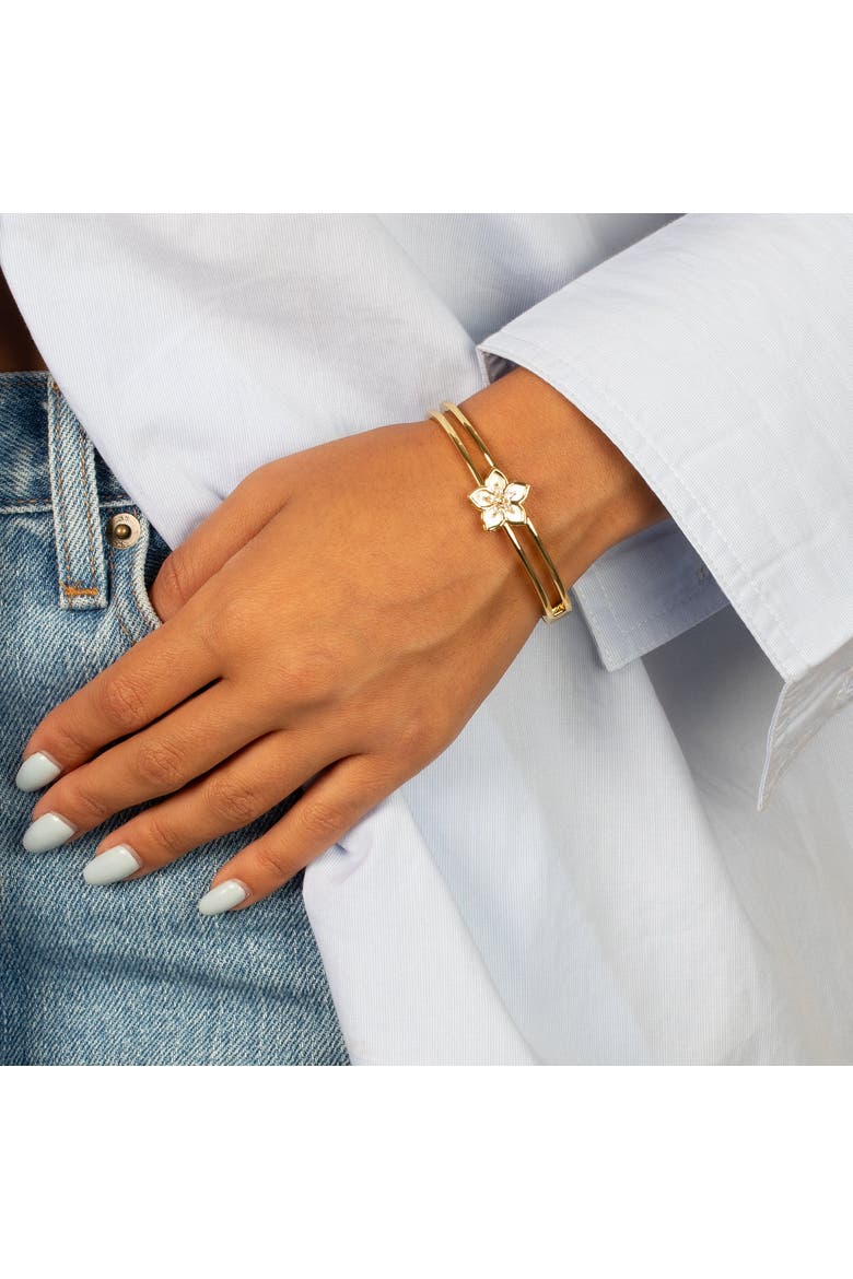 Fancy Colored Stone Flower Bangle, Alternate, color, White