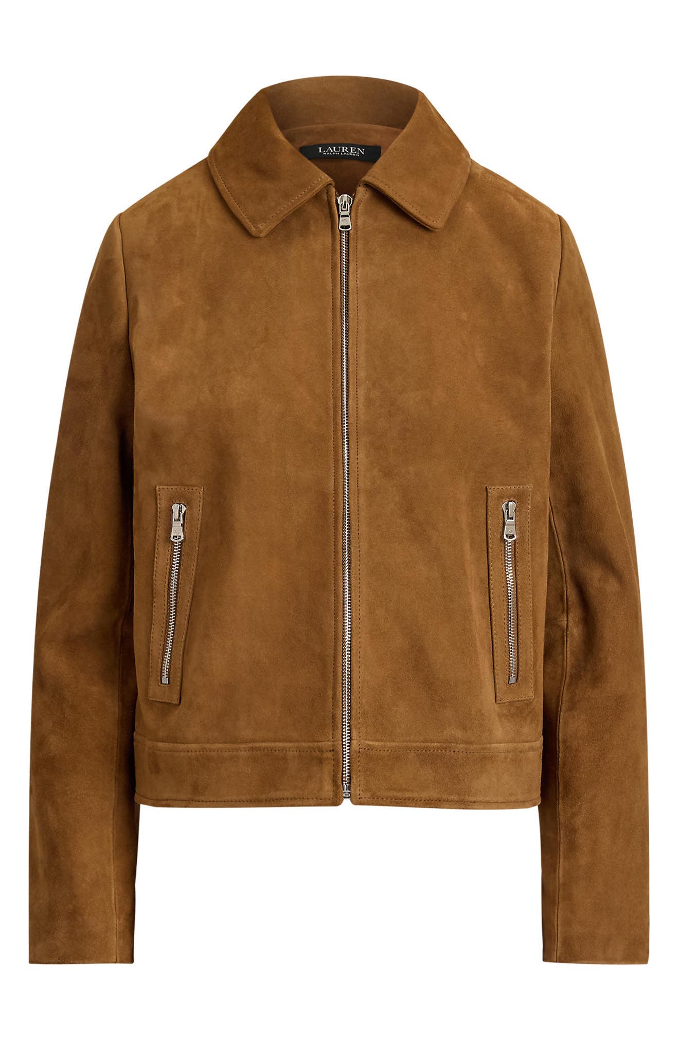 Lauren Ralph Lauren Suede Zip Front Jacket (Women) | Nordstrom