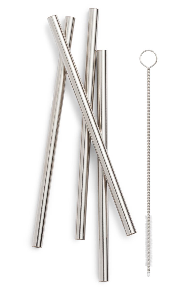 W&P Design Porter Set of 4 Reusable Metal Straws, Main, color, 