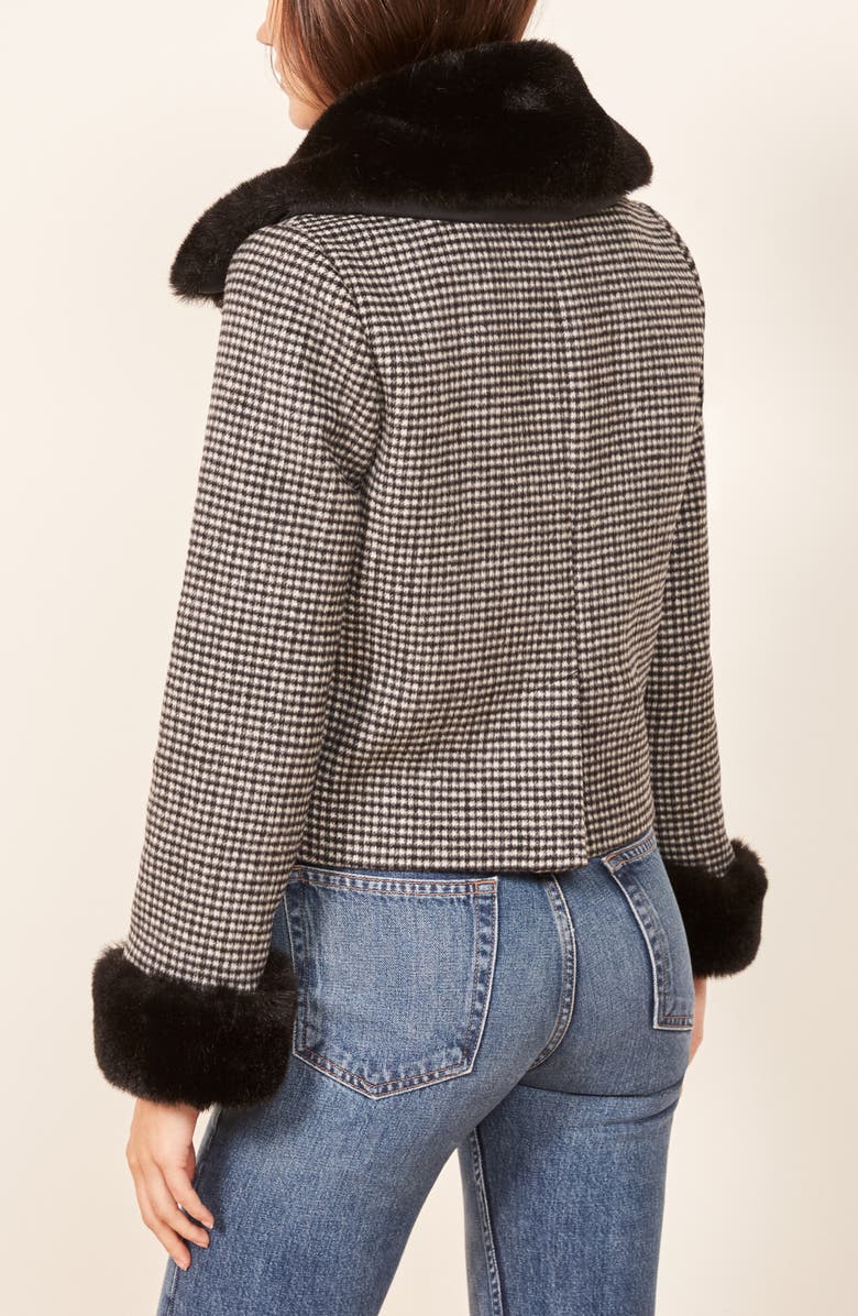 Reformation Templeton Faux Fur Trim Coat, Alternate, color,
