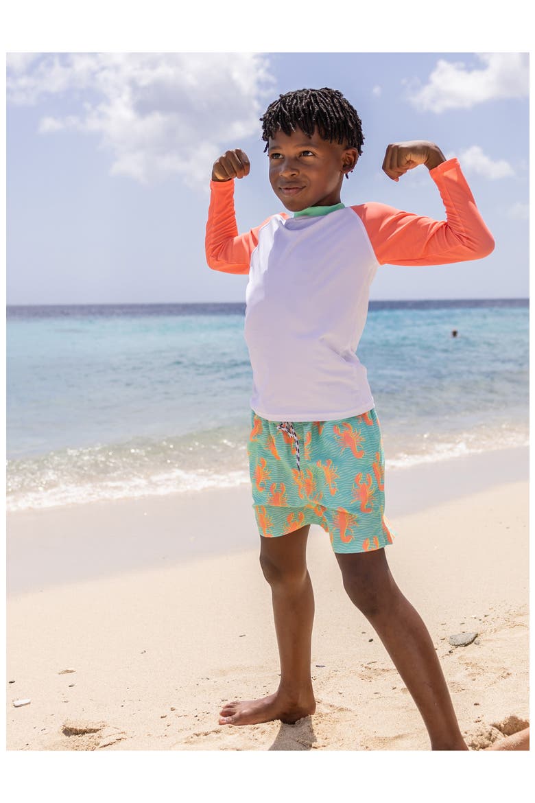 Kids' Colorblock Long Sleeve Rashguard Top, Alternate, color, WHITE