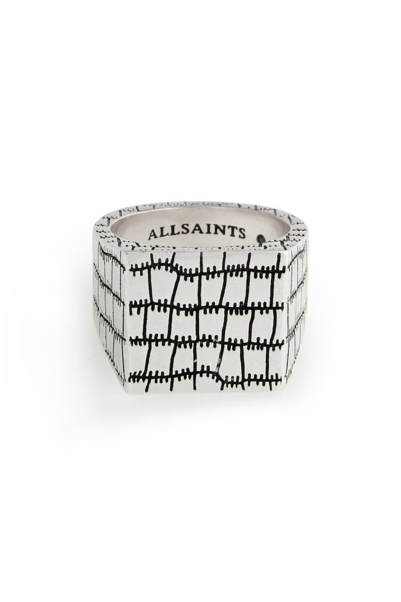 Croc Texture Signet Ring, Alternate, color, WARM SILVER