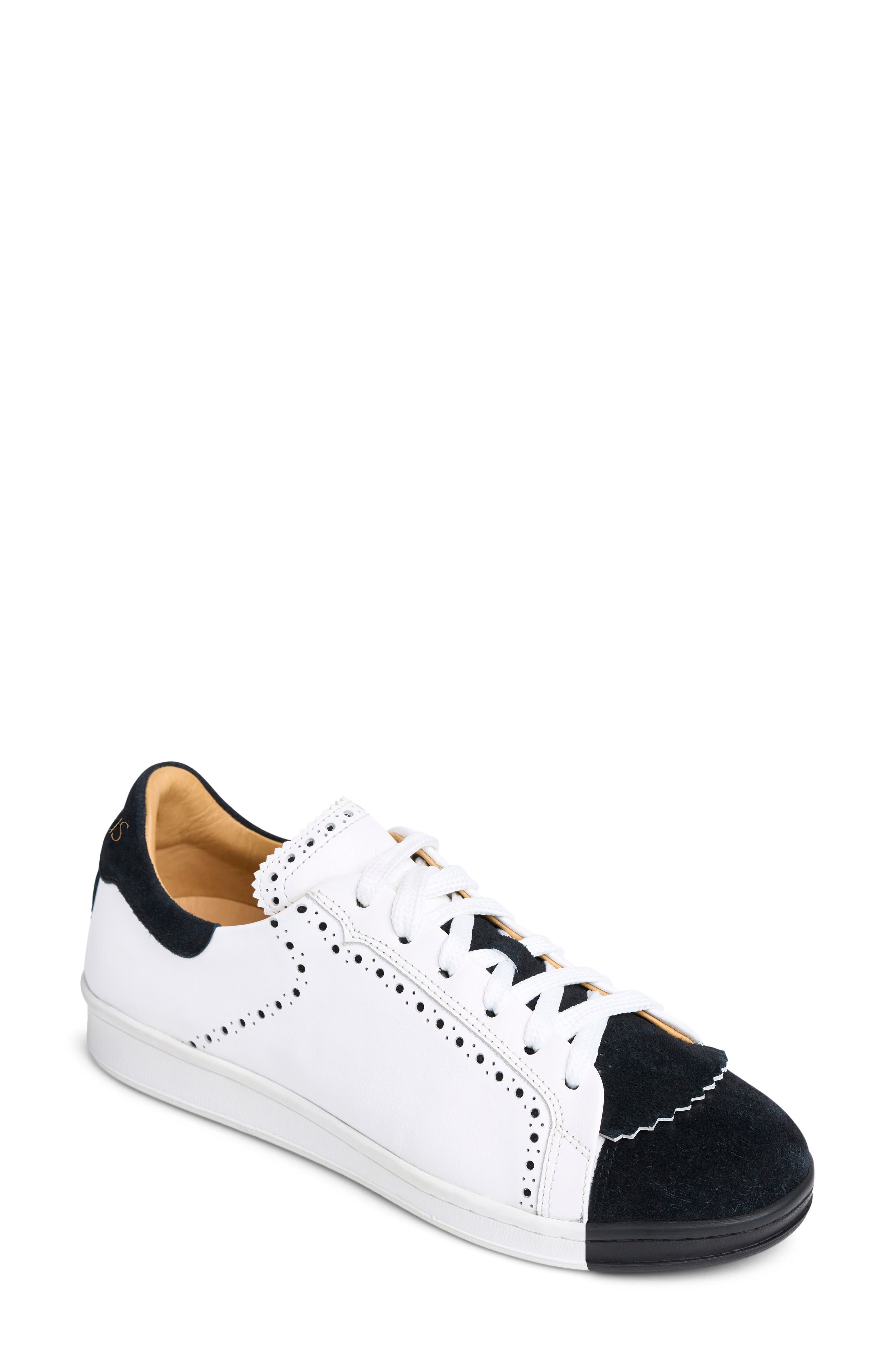 Elliot Leather Sneaker, Main, color, BLACK