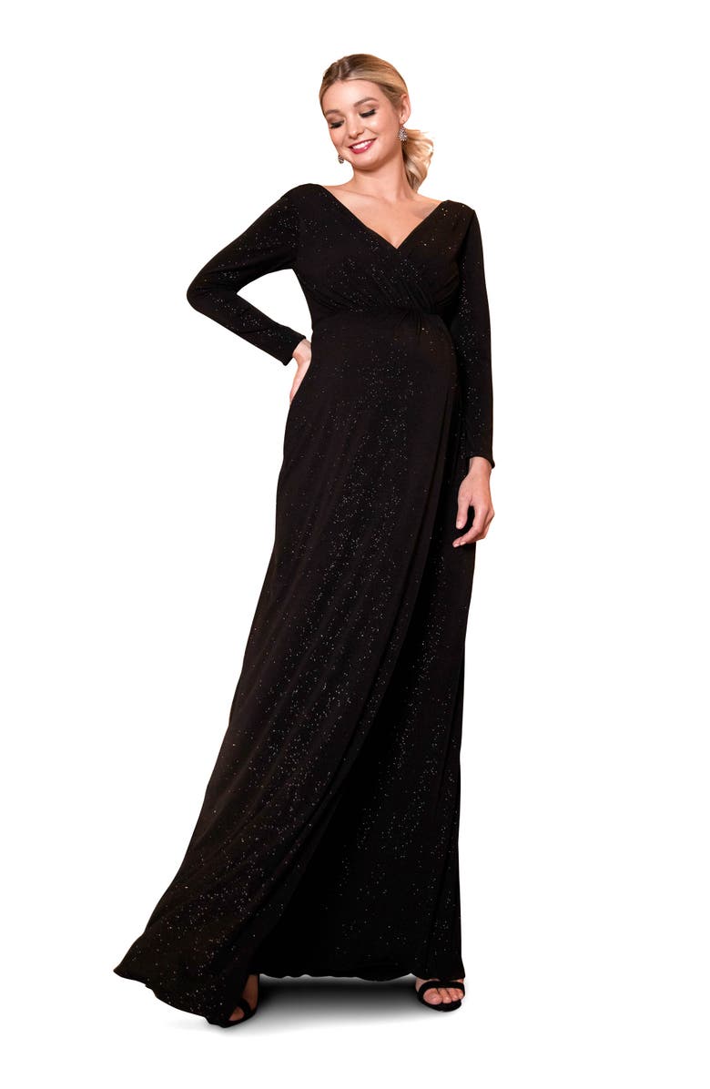 Tiffany Rose Maternity Isabella Maternity Gown Long, Alternate, color, Glitter Black