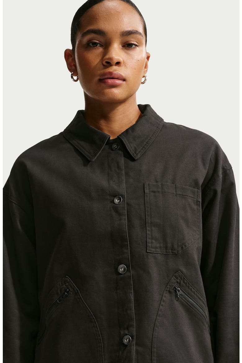 Oversize Cotton Barn Jacket, Alternate, color, BLACK/ BLACK