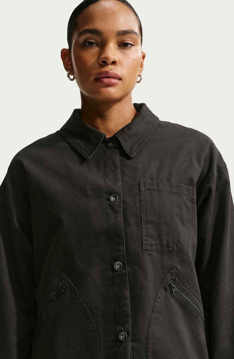 Nike Oversize Cotton Barn Jacket, Alternate, color, Black/ Black