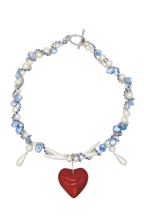 Pearl Necklace With Heart Charm