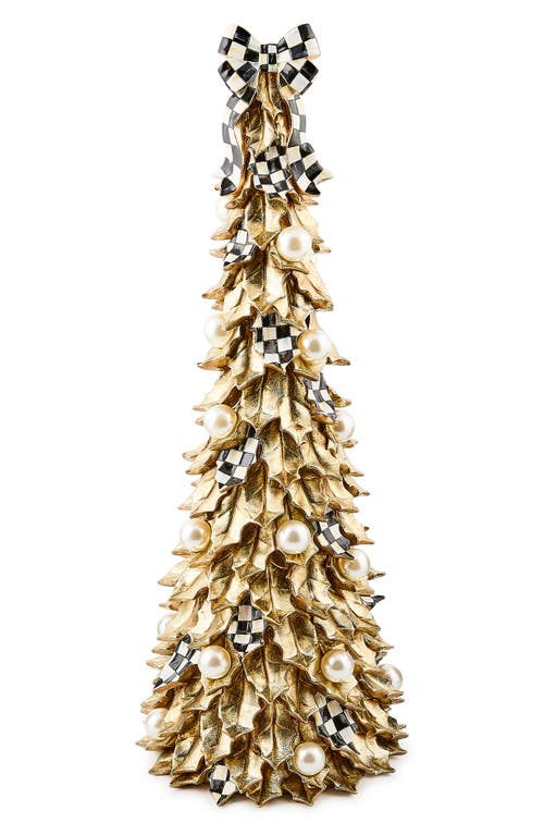 Mackenzie-childs Mackenzie Childs Courtly Noel Handmade Tall Faux Pearl Tree Figurine In Gold