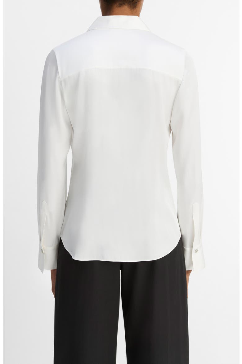 Slim Fit Silk Blend Button-Up Shirt, Alternate, color, OFF WHITE
