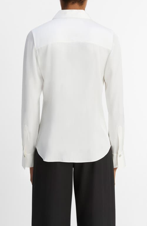 Vince Slim Fit Silk Blend Button-up Shirt In White