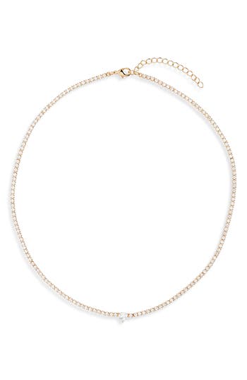 Nordstrom Rack Cubic Zirconia Tennis Necklace In Gold