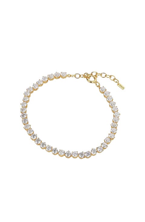 Sterling Silver 18k Gold Plated Josephine Tennis Bracelet Holiday Gift Idea