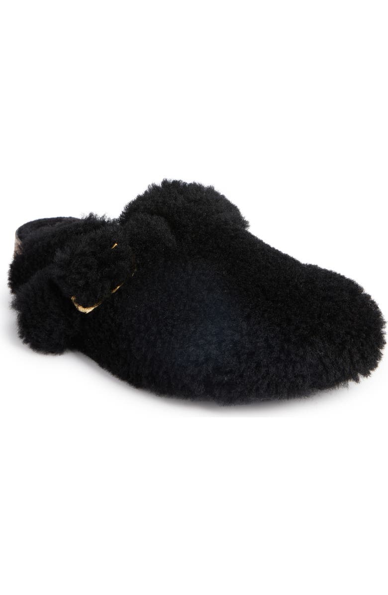 Birkenstock Boston Big Buckle Genuine Shearling Clog - Discontinued, Main, color, Black/ Gold